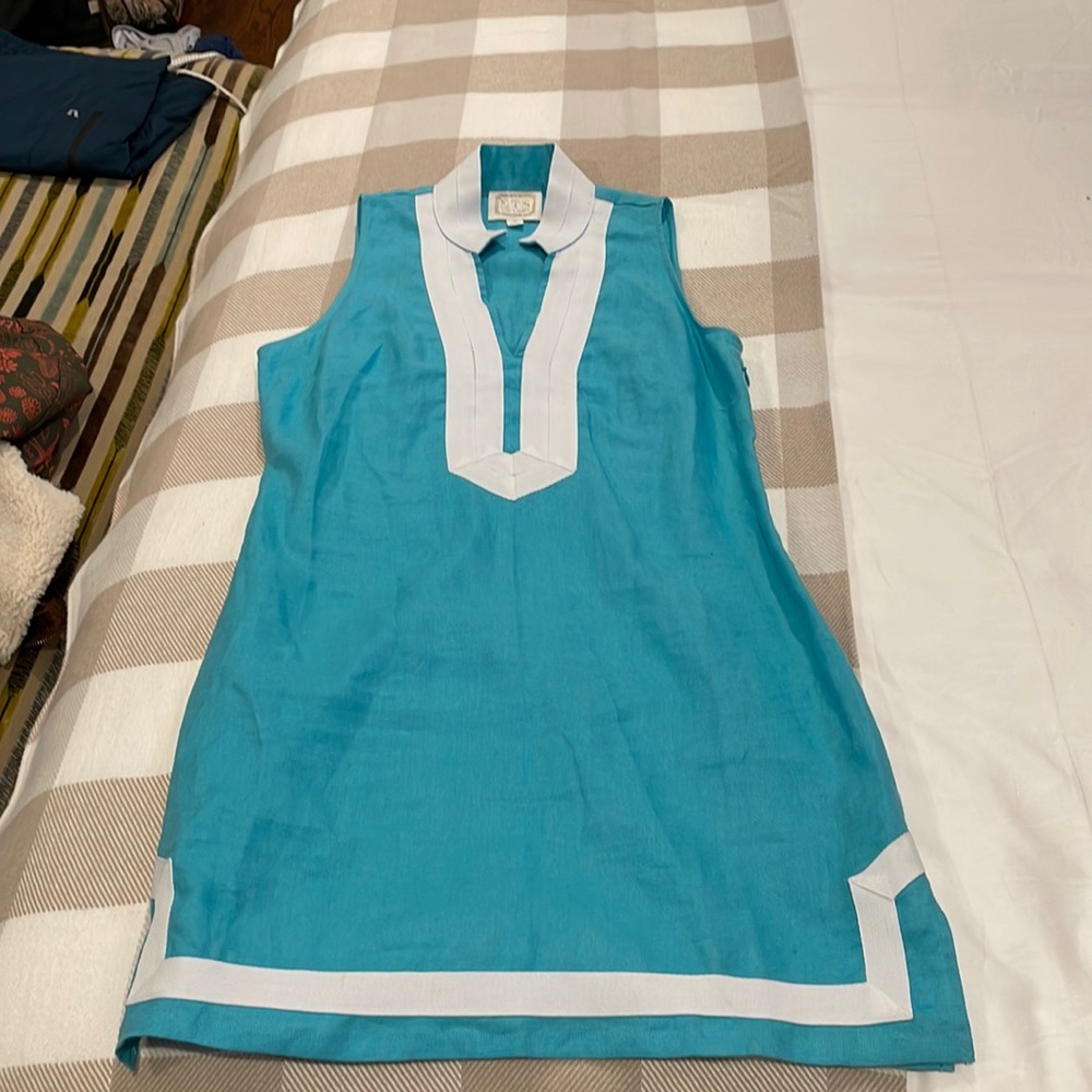 Saul to Sable linen tunic dress, M, aqua color. Never worn!